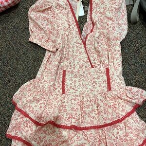 Red floral mini dress